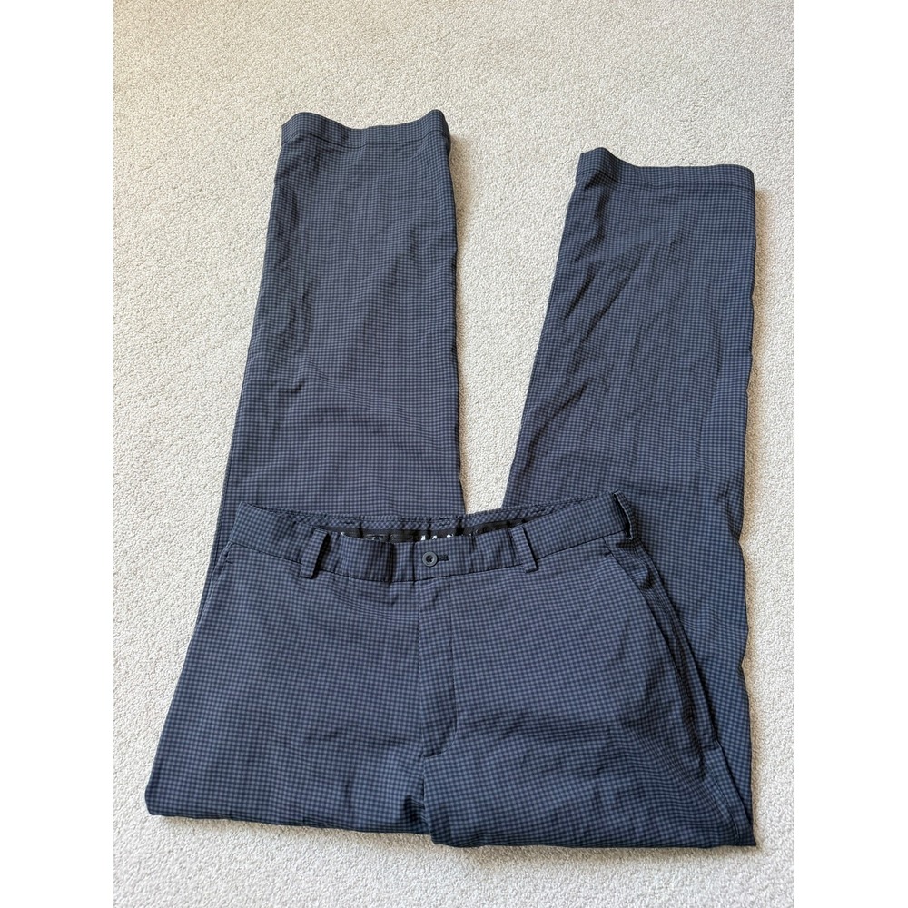 Nike Golf Pants Mens Size M Blue Gingham Dri-Fit Performance 4-Pocket